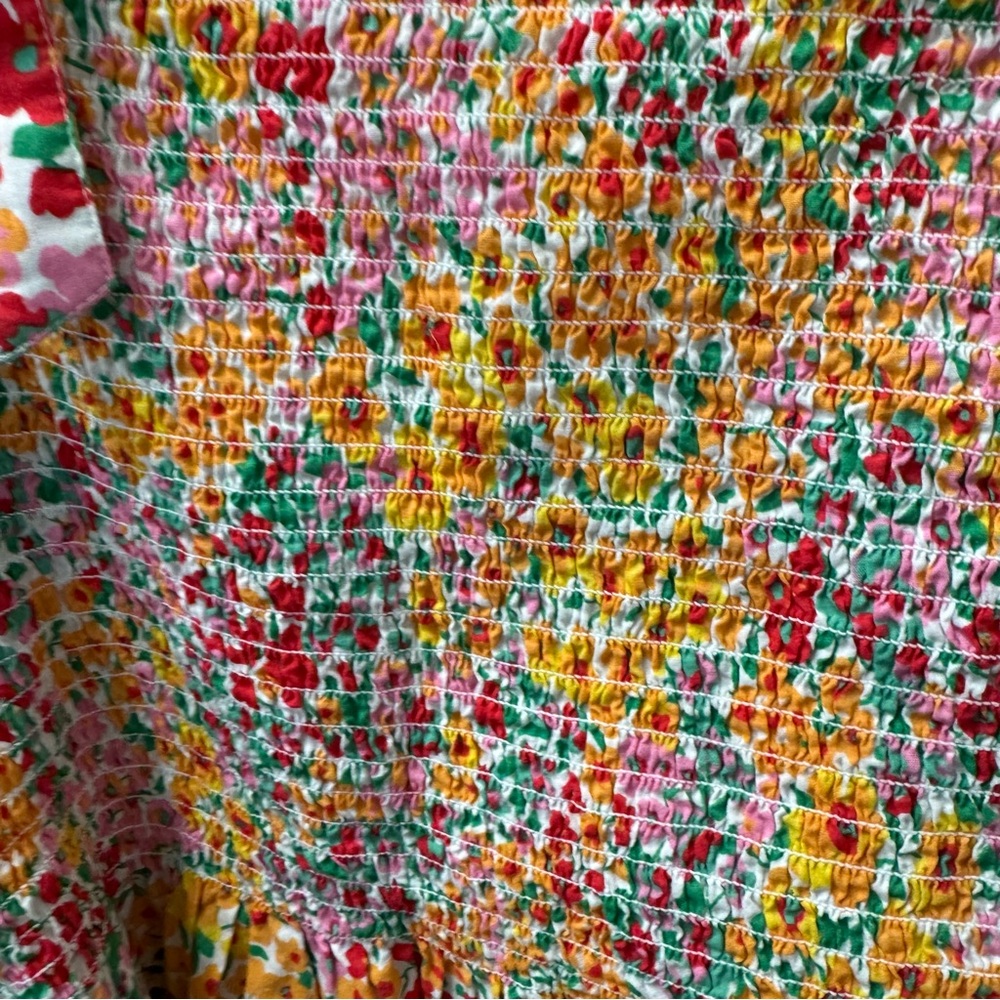 J. Crew  Top Dainty Floral Print Cotton Size 2X Peplum Elastic Body  Adjustable - Picture 4 of 13